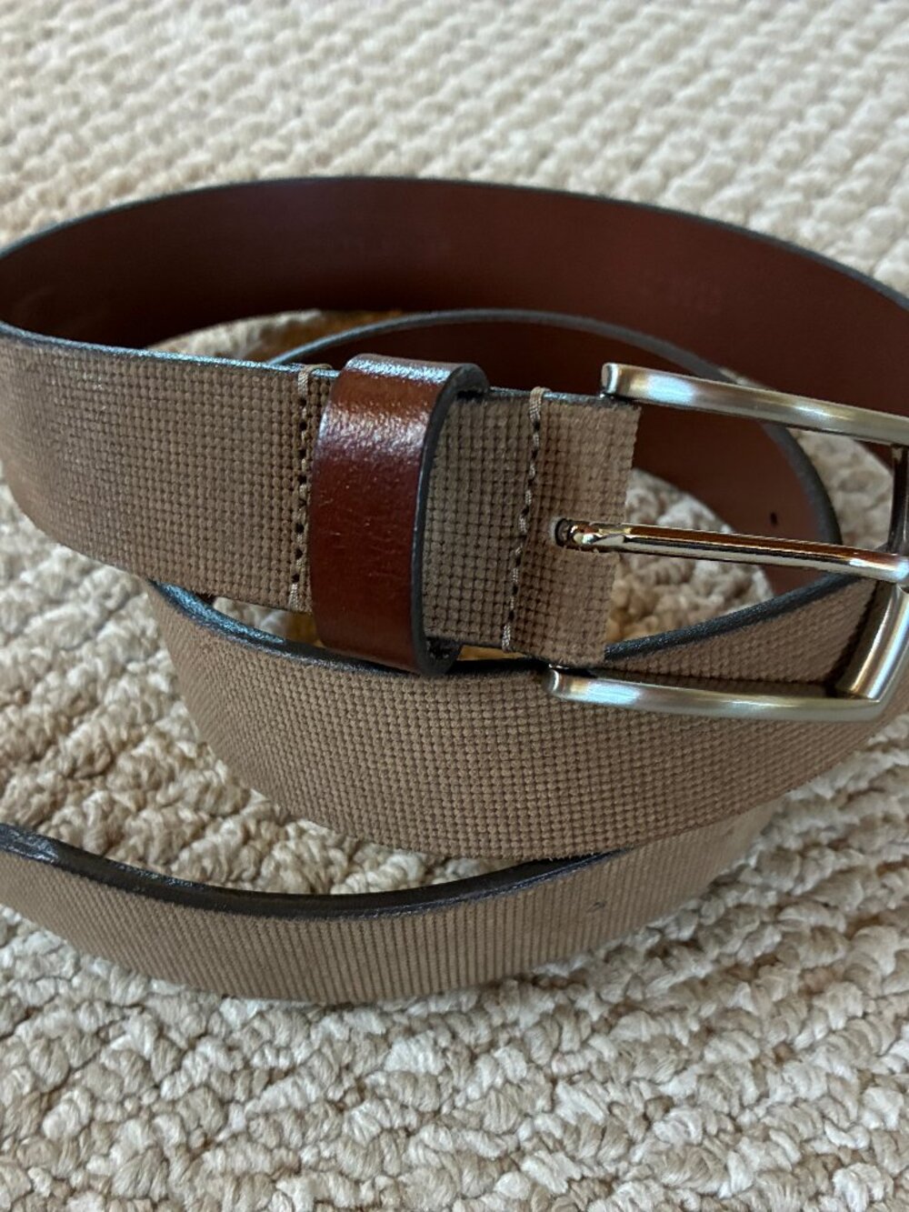 Remo Tulliani Belt Italian Leather 36" Tan, Brown and Silver Buckle